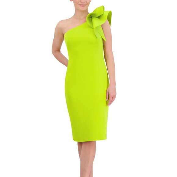 NWT Eliza J One Shoulder Scuba Crepe Cocktail Dress - Picture 1 of 8